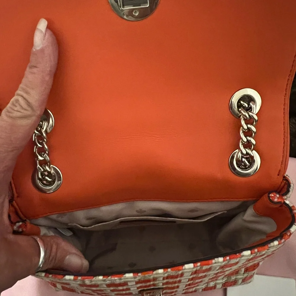 Kate Spade Orange & Cream Woven Crossbody Bag